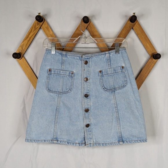 Vintage Dresses & Skirts - Vintage Michael Denim Jean Button Down High Rise Mini Skirt